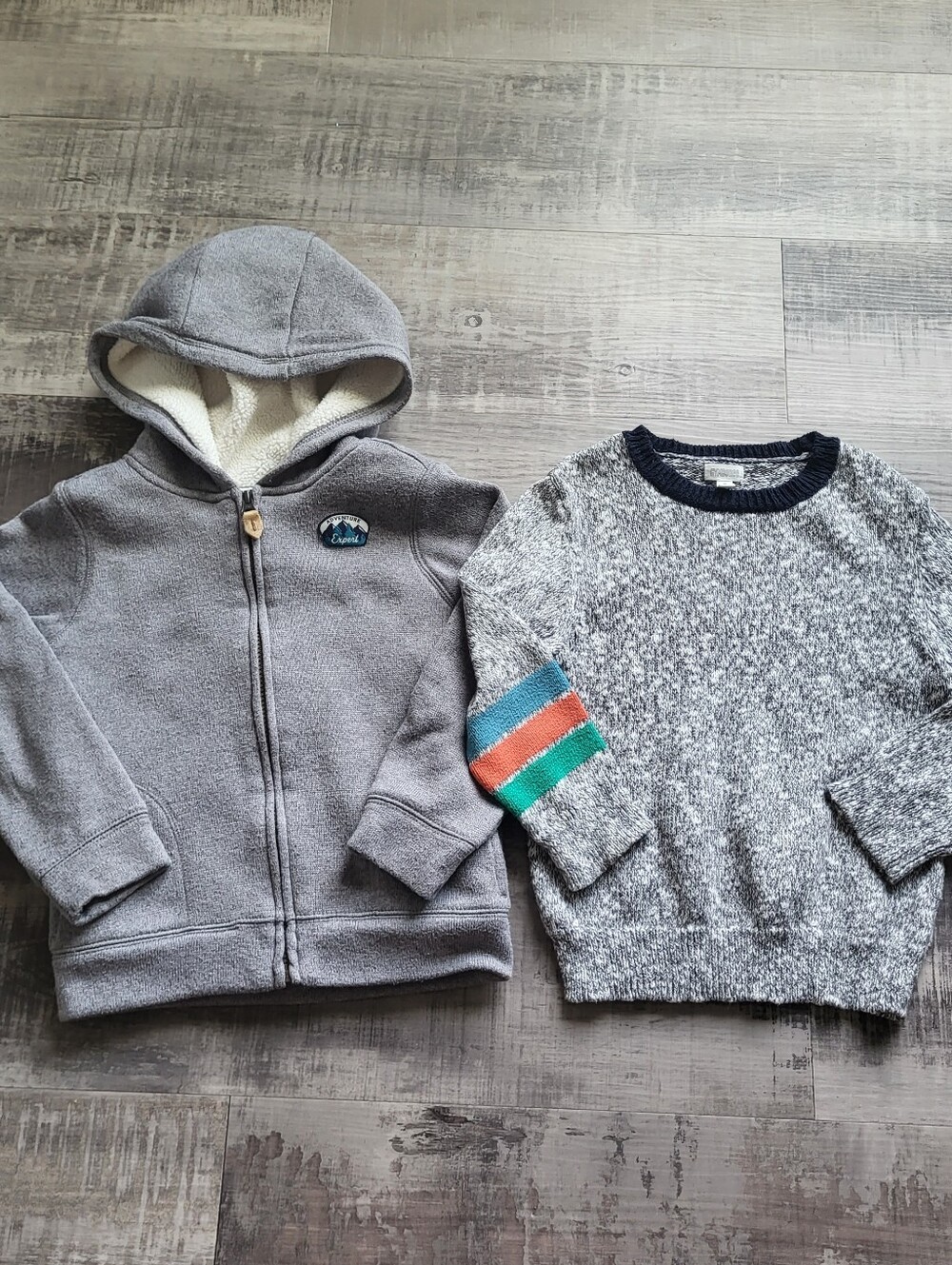 Boy Fleece Hoodie Jacket Sweater Bundle Size 4-5T Gymboree Carters Gray Knit XS